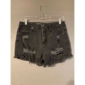Mossimo Supply Co Black Distressed High Rise Short Denim Shorts Size 8